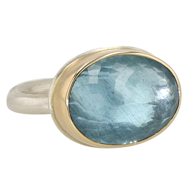 Sterling Silver and 14K Yellow Gold Inverted Aquamarine Ring