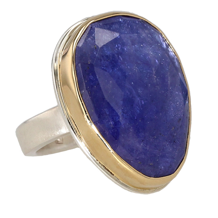 Sterling Silver and 14K Yellow Gold Asymmetrical Tanzanite Ring