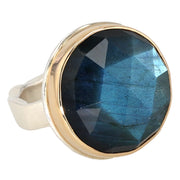 Sterling Silver and 14K Yellow Gold Rosecut Labradorite Ring