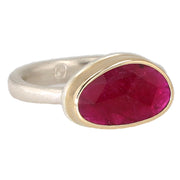 Sterling Silver and 14K Yellow Gold Asymmetrical Mozambique Ruby Ring