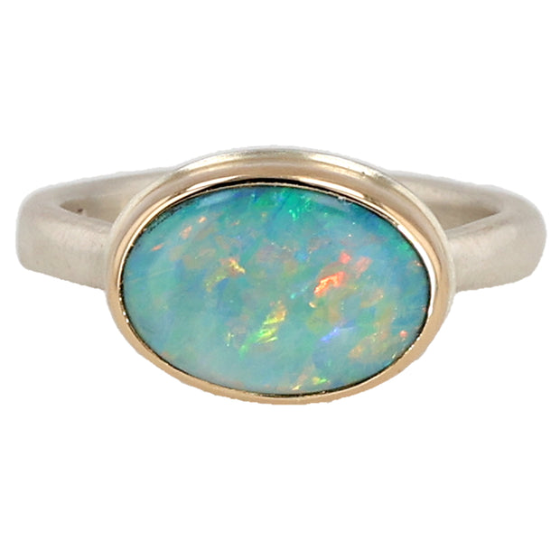 Sterling Silver and 14K Yellow Gold Australian Opal Ring