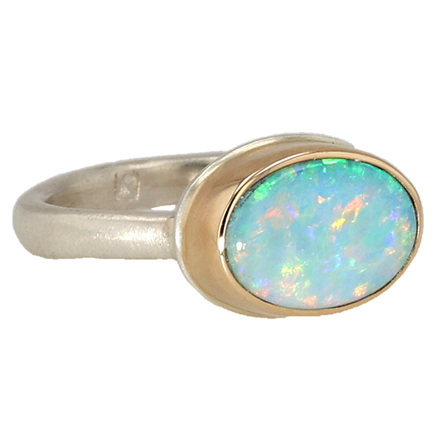 Sterling Silver and 14K Yellow Gold Australian Opal Ring