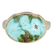 Sterling Silver and 14K Yellow Gold Sonoran Turquoise Ring