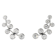 18K White Gold Large Vine Diamond Earrings