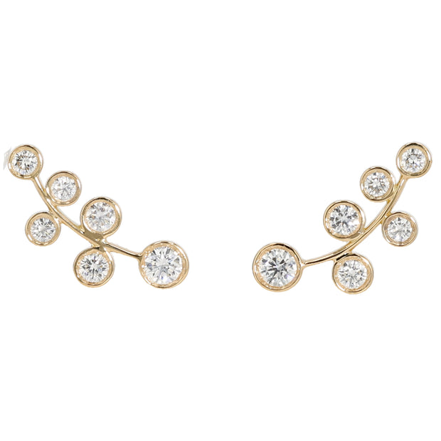 18K Yellow Gold Diamond Vine Earrings