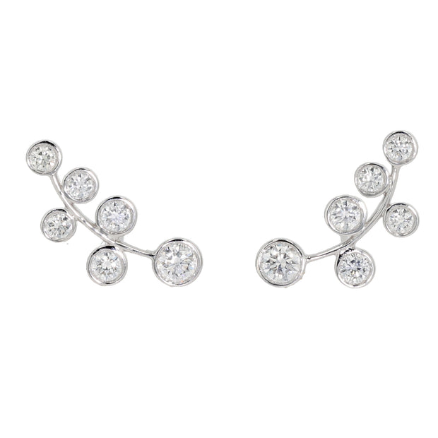 18K White Gold Diamond Vine Earrings