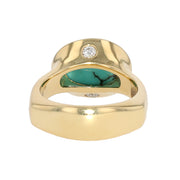 18K Yellow Gold Oval Turquoise and Diamond Ring