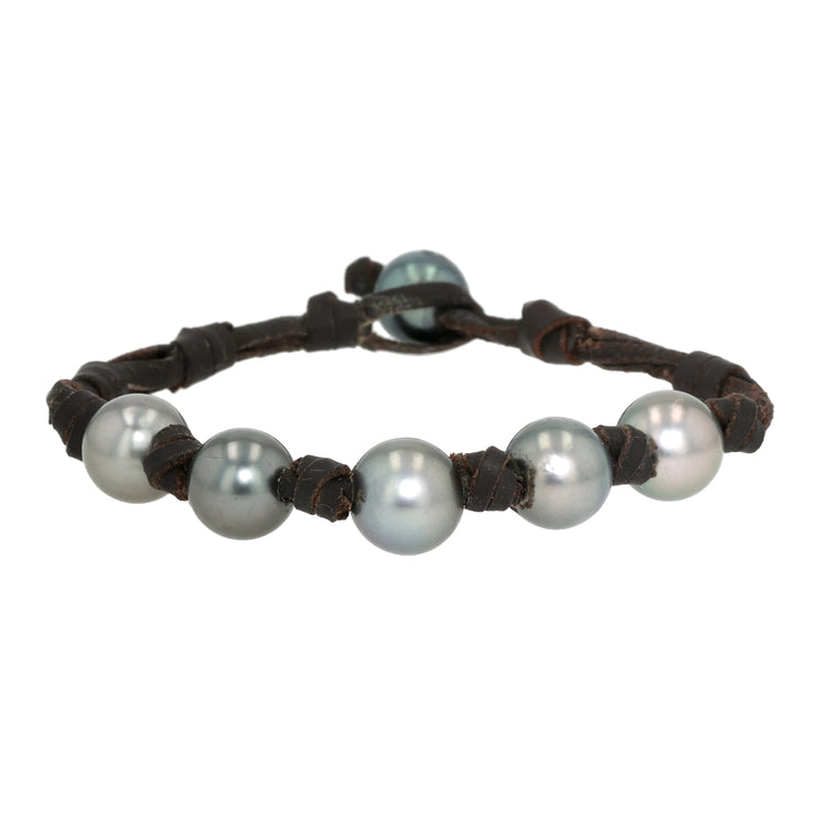 Leather Tahitian Pearl Laka Bracelet