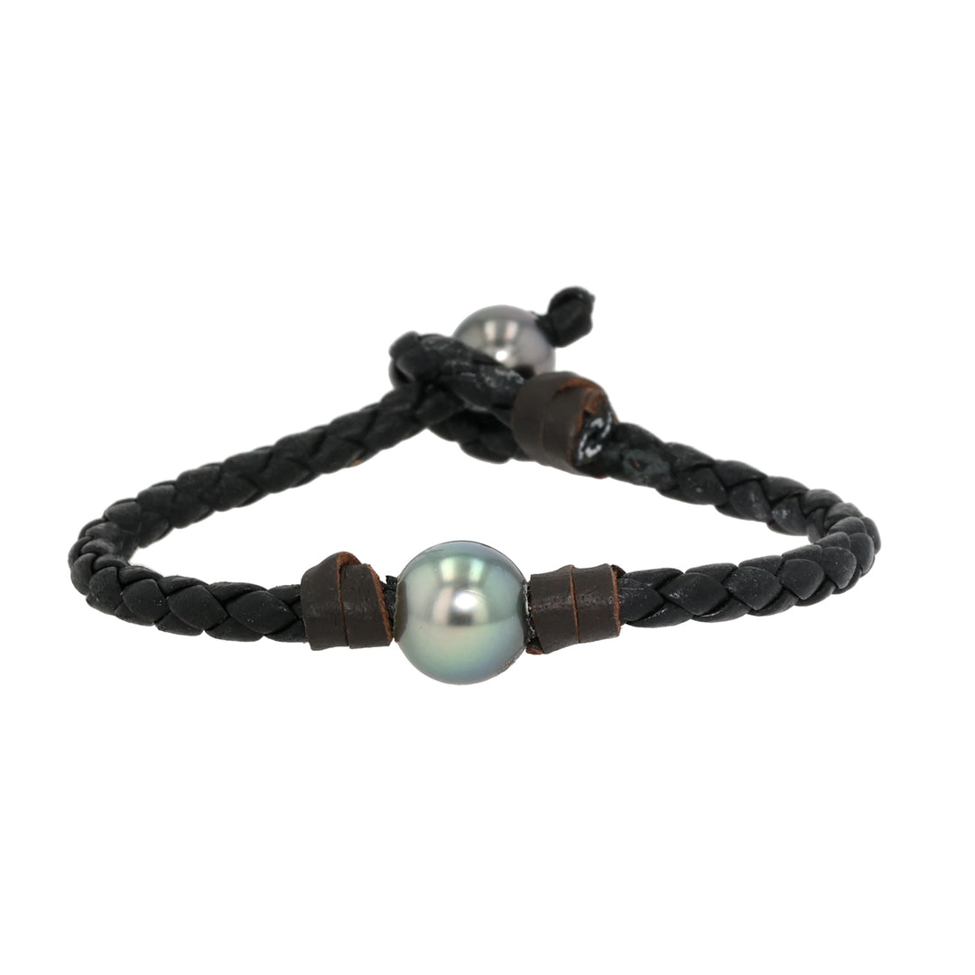 Leather Tahitian Pearl Simplicity Bracelet