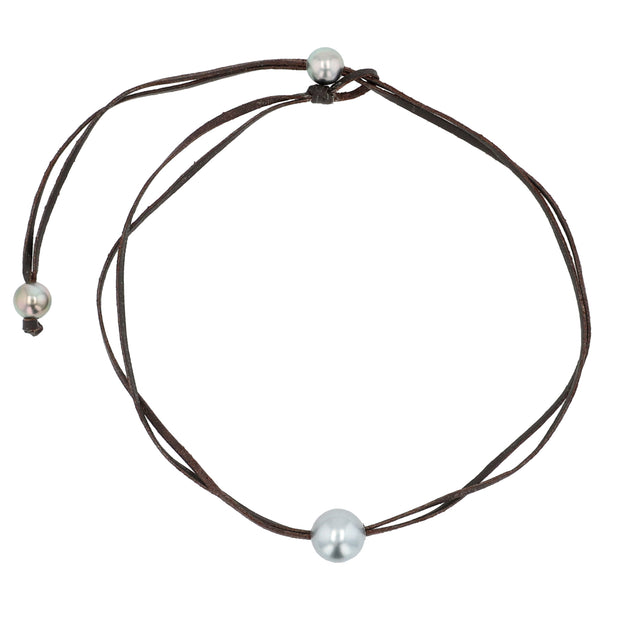Leather Tahitian Pearl Simplicity Necklace
