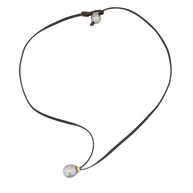 Leather Tahitian Pearl Moorea Pearl Necklace