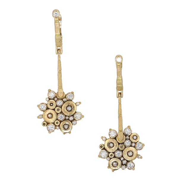 18K Yellow Gold Diamond Ocean Earrings