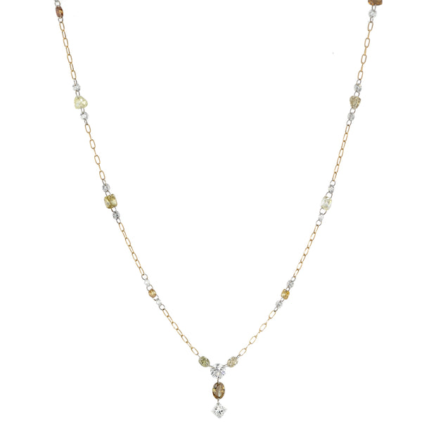 18K Yellow Gold and Platinum Portia Champagne and White Diamond Necklace