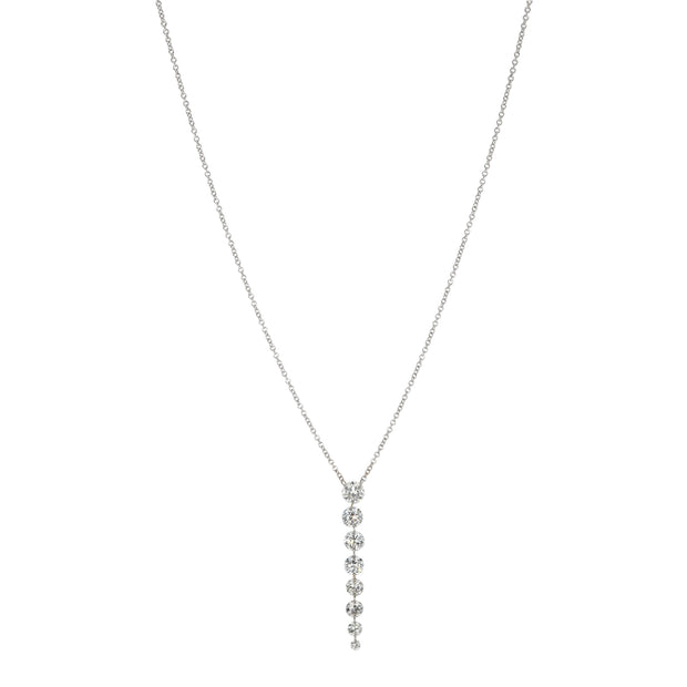 18K White Gold and Platinum Graduated Diamond Streamer Necklace