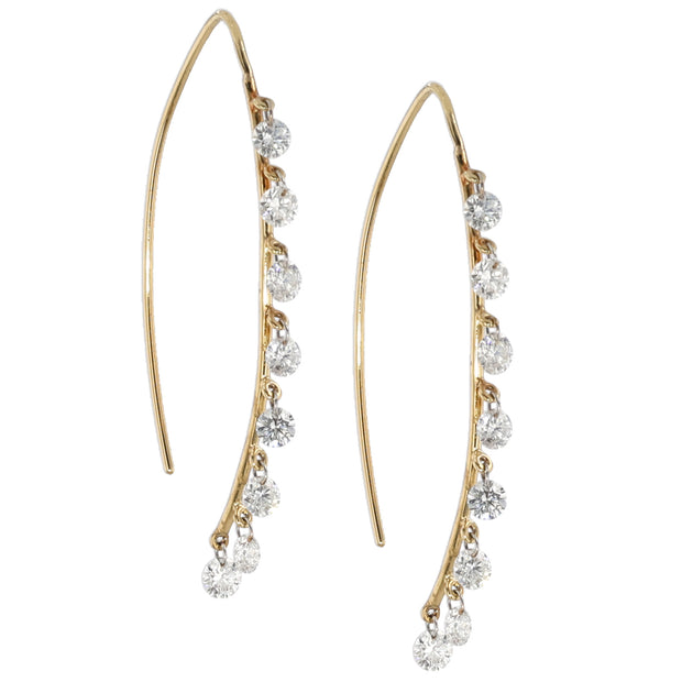 18K Yellow Gold Handmade Diamond Dangle Earrings