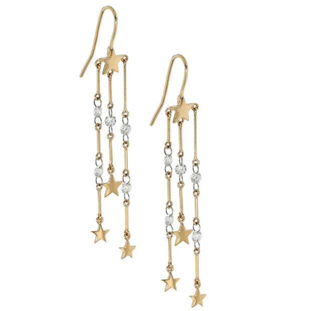18K Yellow Gold Starlight Diamond Earrings