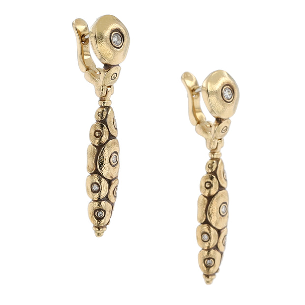 18K Yellow Gold Shark Diamond Earrings