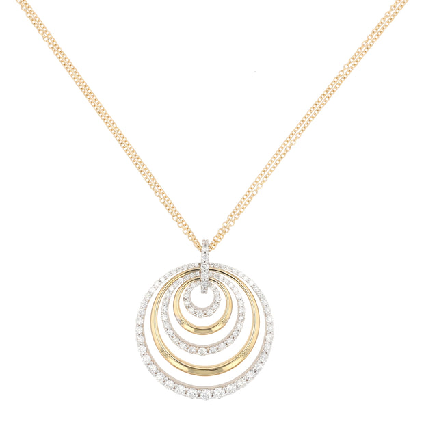 18K Yellow and White Gold Diamond Spiral Pendant Necklace