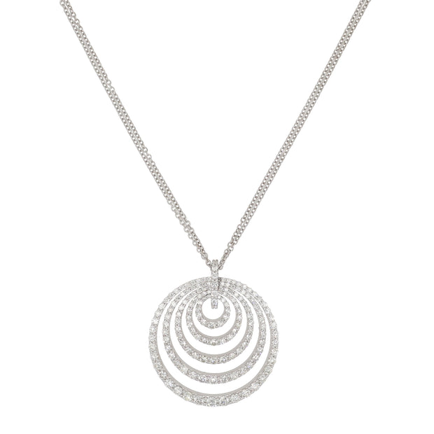 18K White Gold Diamond Spiral Pendant Necklace