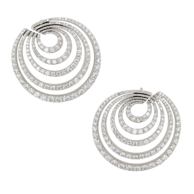 18K White Gold Diamond Spiral Earrings