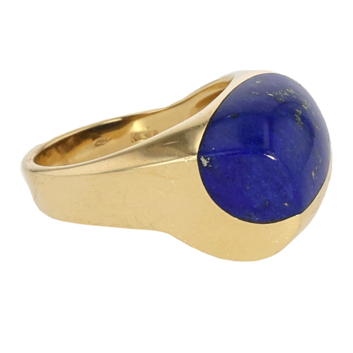 18K Yellow Gold Lapis and Diamond Ring