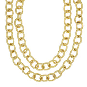 18K Yellow Gold Medium Hammered Link Chain Necklace