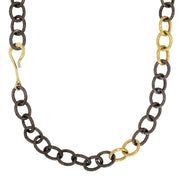 18K Yellow Gold and Oxidized Silver Link Chain Necklace