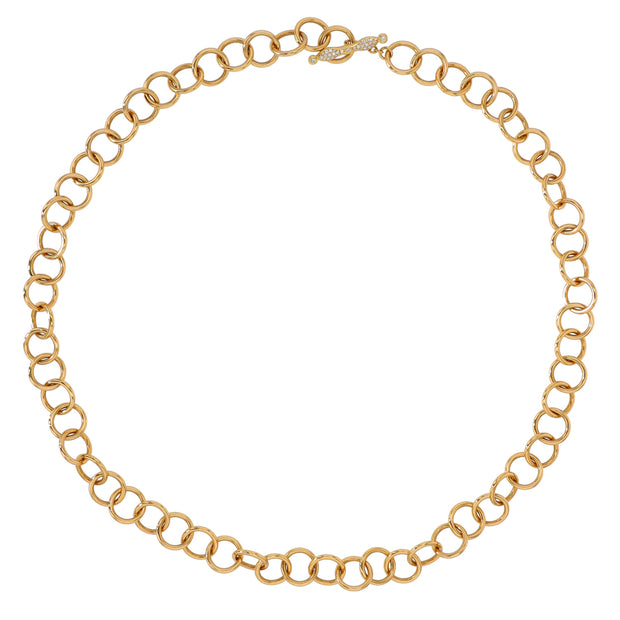 18K Yellow Gold Round Link Chain Necklace