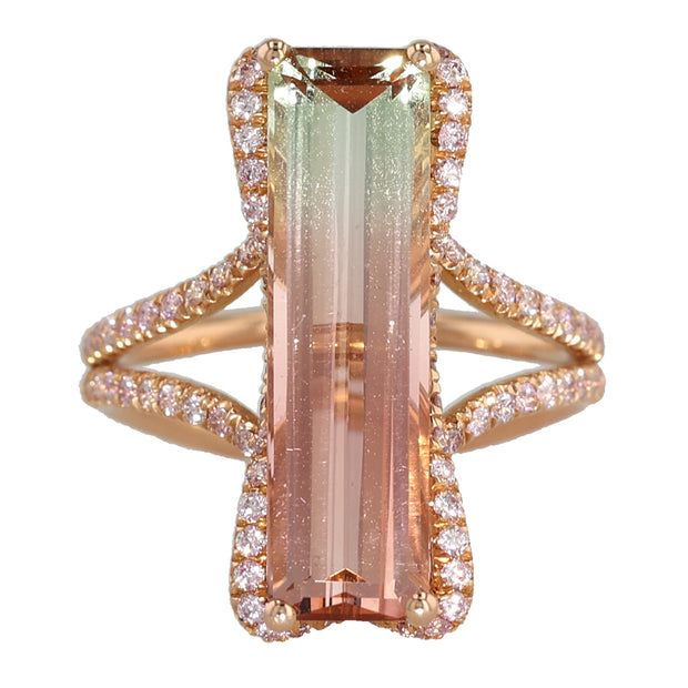 18K Rose Gold Bi Color Tourmaline and Argyle Pink Diamond Ring