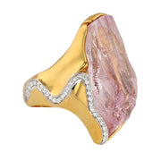 18K Yellow Gold Kunzite and Diamond Ring