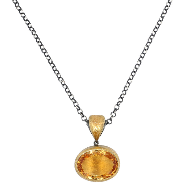 24K Yellow Gold and Sterling Silver Citrine Necklace