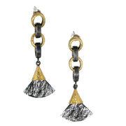 24K Yellow Gold and Sterling Silver Tourmalinated Quartz Earrings