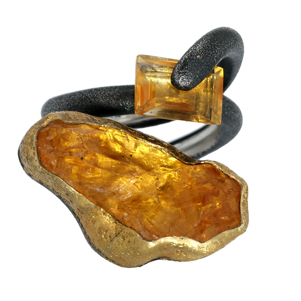 24K Yellow Gold and Sterling Silver Citrine Ring