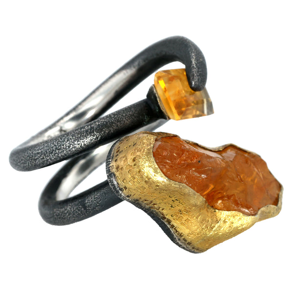24K Yellow Gold and Sterling Silver Citrine Ring