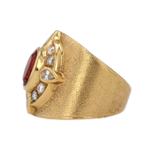 18K Yellow Gold Pink Sapphire Diamond Ring