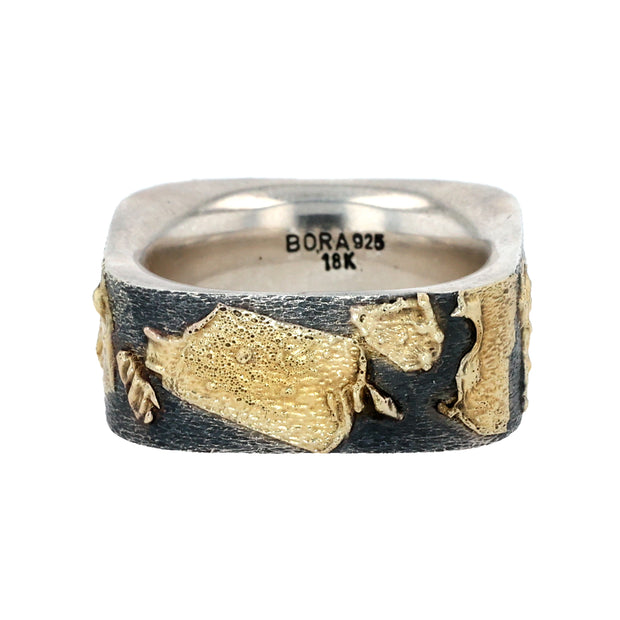 18K Yellow Gold and Sterling Silver Ring