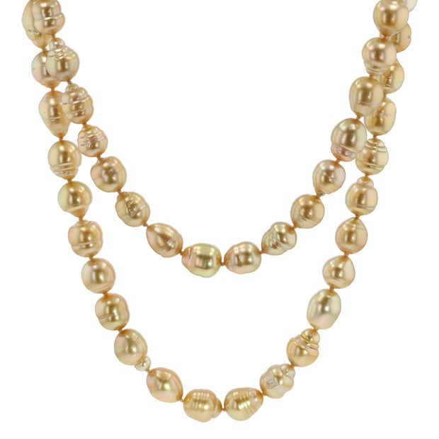 14K Yellow Gold Golden South Sea Baroque Pearl Strand