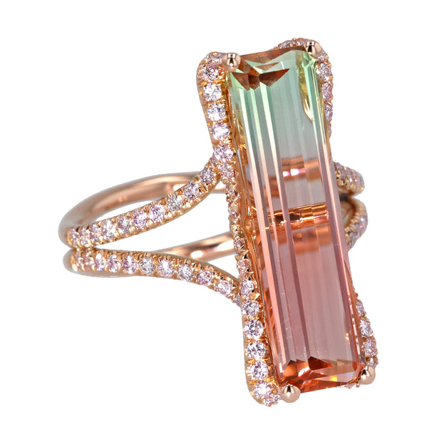 18K Rose Gold Bi Color Tourmaline and Argyle Pink Diamond Ring