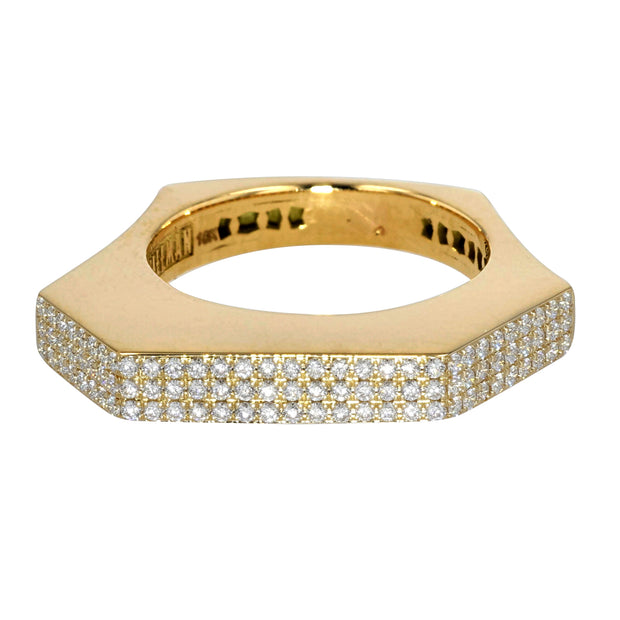 18K Yellow Gold Hexagon Shaped Diamond Ring
