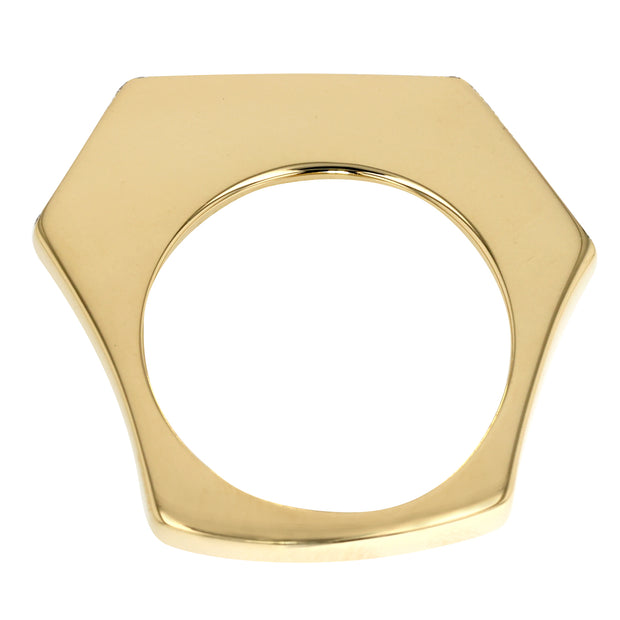 18K Yellow Gold Hexagon Shaped Diamond Ring