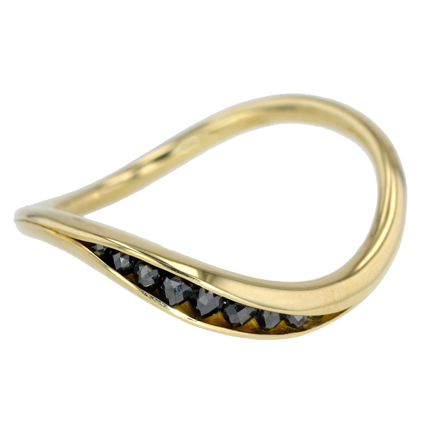 18K Yellow Gold Wave Black Diamond Ring