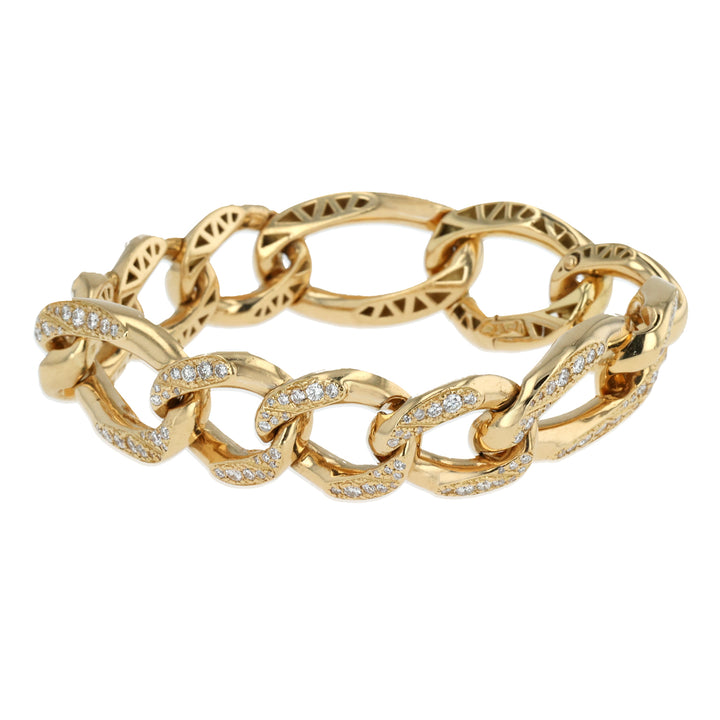 18K Yellow Gold Diamond Link Bracelet