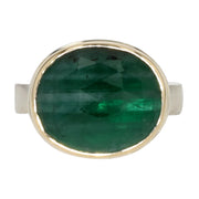 Sterling Silver and 14K Yellow Gold Rosecut Emerald Ring