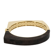18K Yellow Gold Carved Ebony Curve Bangle Bracelet