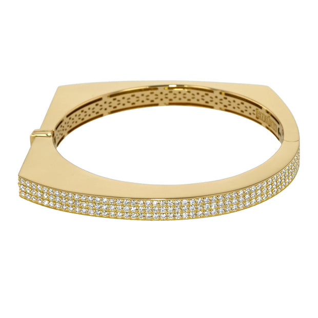 18K Yellow Gold Pavé Diamond Curve Bangle Bracelet