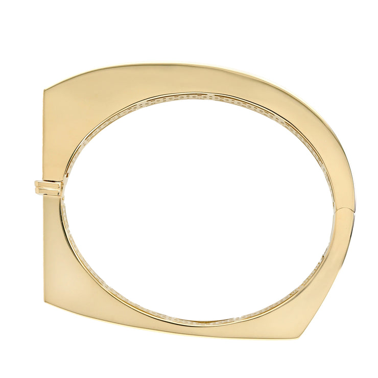 18K Yellow Gold Pavé Diamond Curve Bangle Bracelet