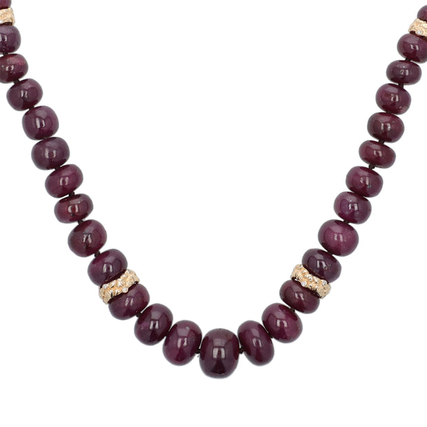 18K Yellow Gold Ruby and Diamond Necklace
