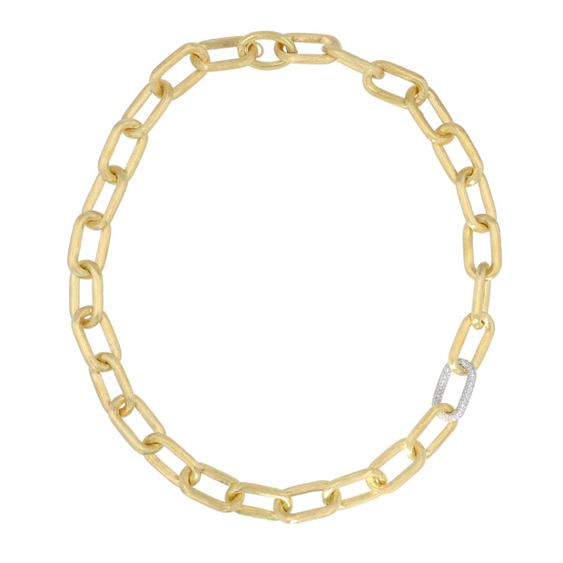 18K Yellow Gold Link Diamond Necklace