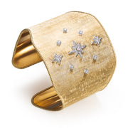 18K Yellow Gold Wide Diamond Star Cuff Bracelet
