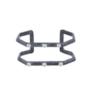 Oxidized Silver "Octagon" Open Cuff Diamond Bracelet